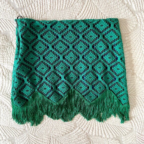 JUDITH MARCH Kelly Green Lace Crochet Fringe Skirt L - Maximalism - Picture 8 of 11